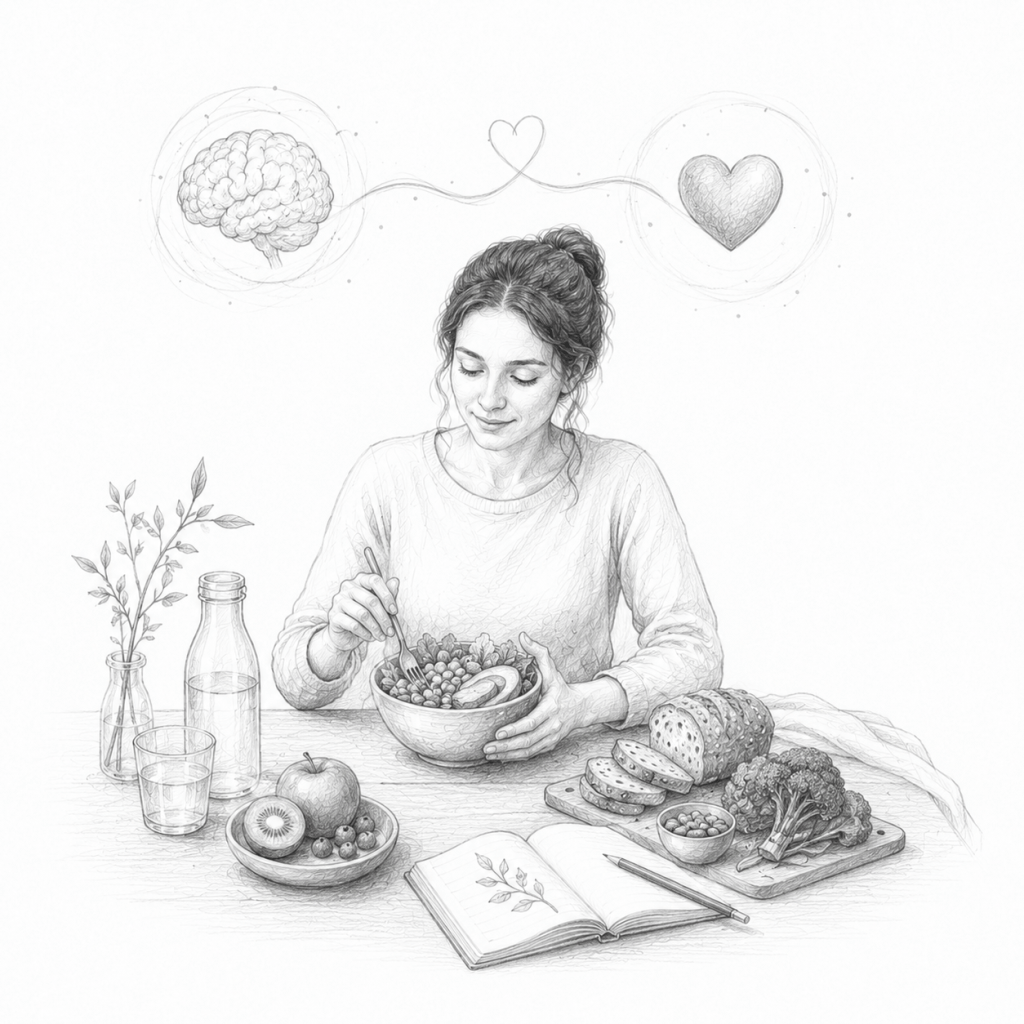 Ilustración del servicio de nutrición: alimentación, emociones y hábitos